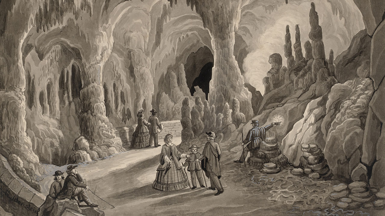 1864 Prve upodobitve Postojnske jame Goldenstein Narodni muzej Slovenije