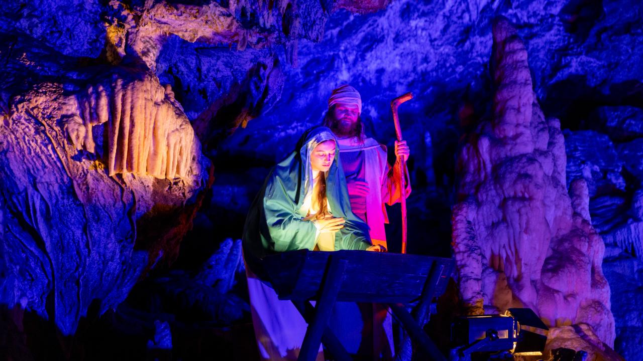 Holy Family. Living nativity in Postojna Cave 2025. Photo Valter Leban