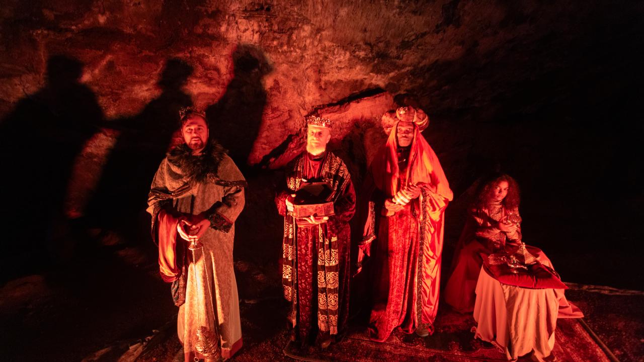 The Three Kings. Living nativity in Postojna Cave 2025. Photo Valter Leban